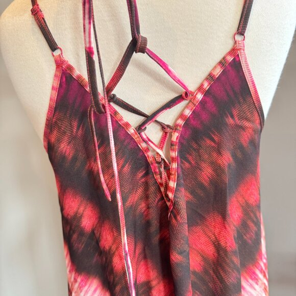 Prana Red Tie Dye Lace Back Tank Dress - Picture 9 of 11